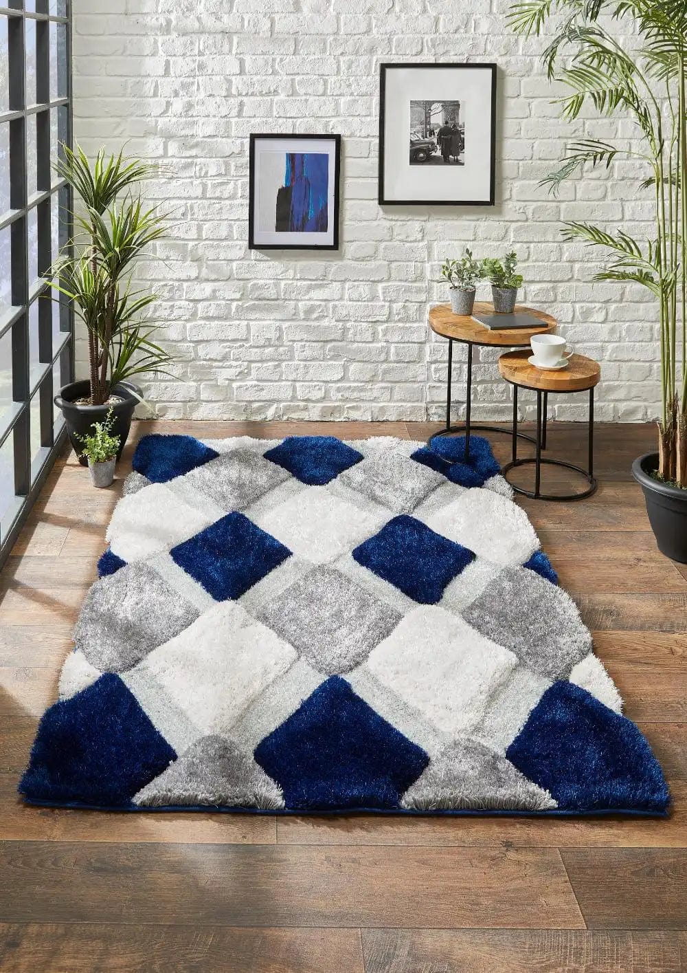 3D Geo Shaggy Navy