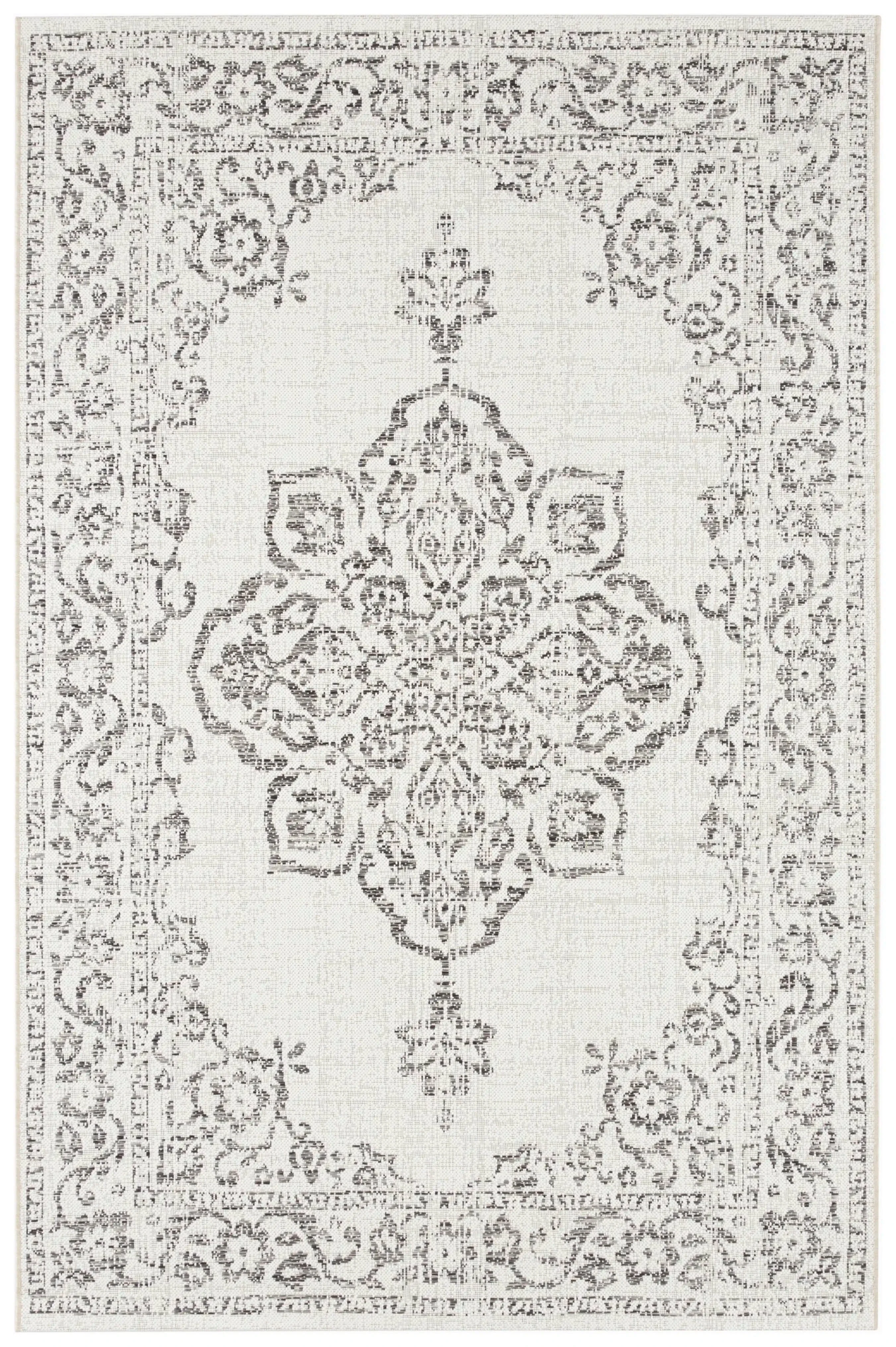 Beach 103855 Tilos Cream Grey Anthracite Rug - Image 2