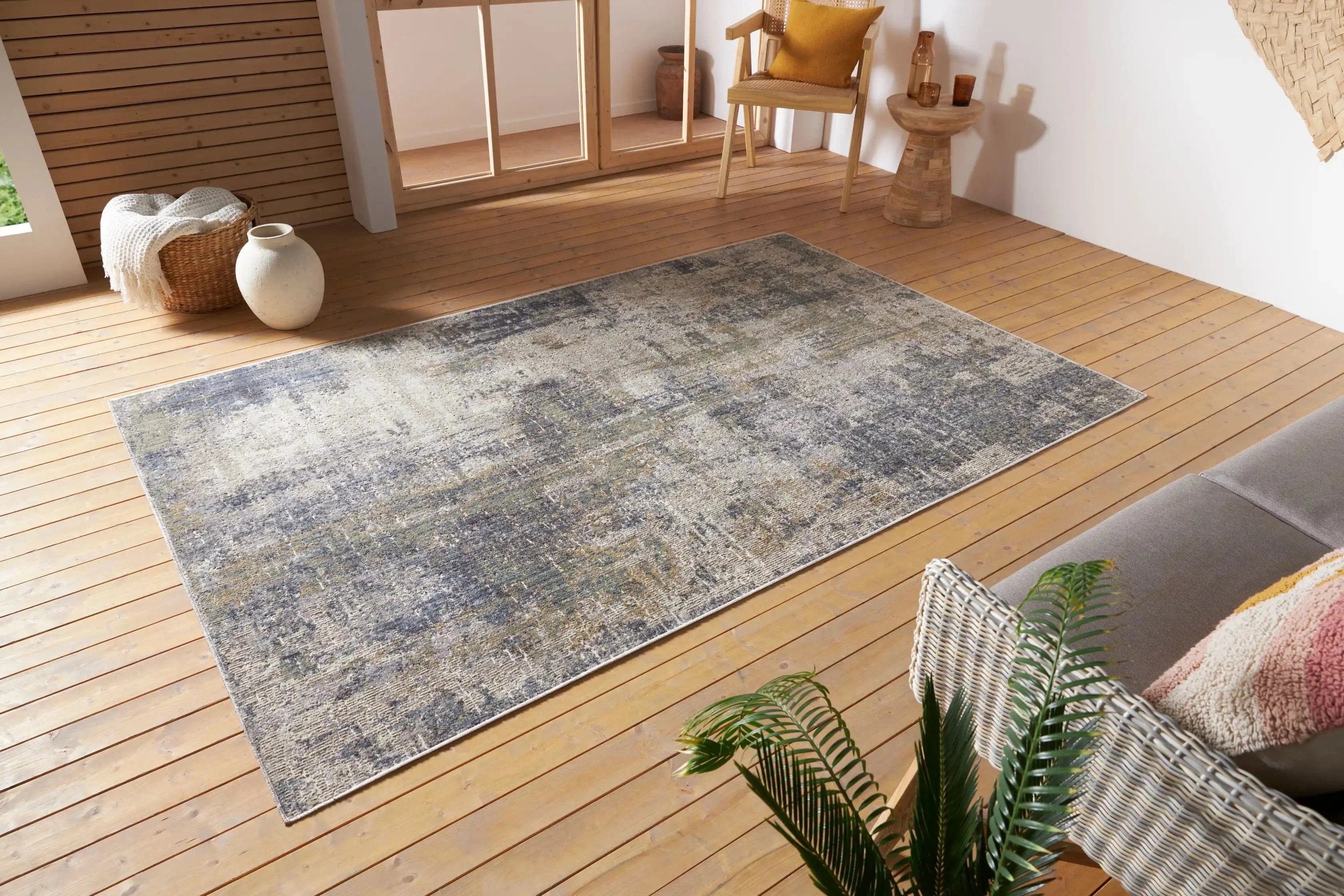 Cairo Washable 105586 Gizeh Cream Blue Rug