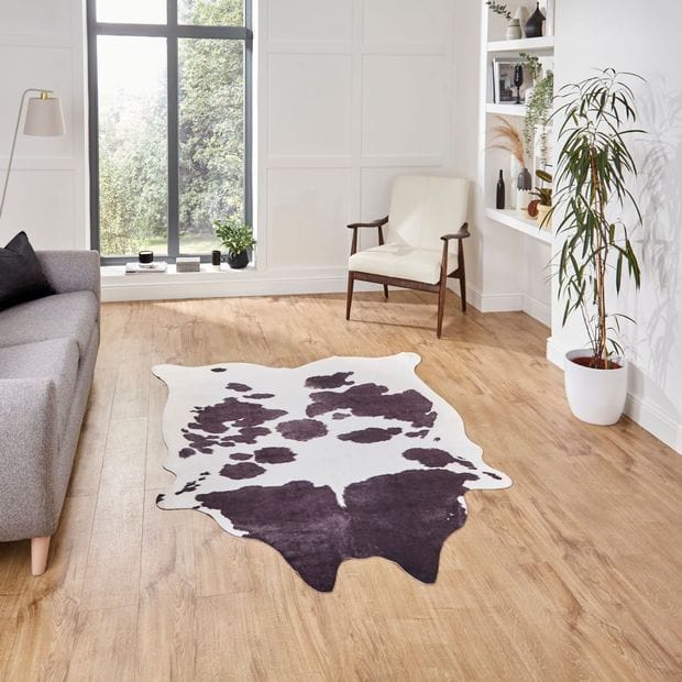 Faux Animal Print Cow Print Black And White