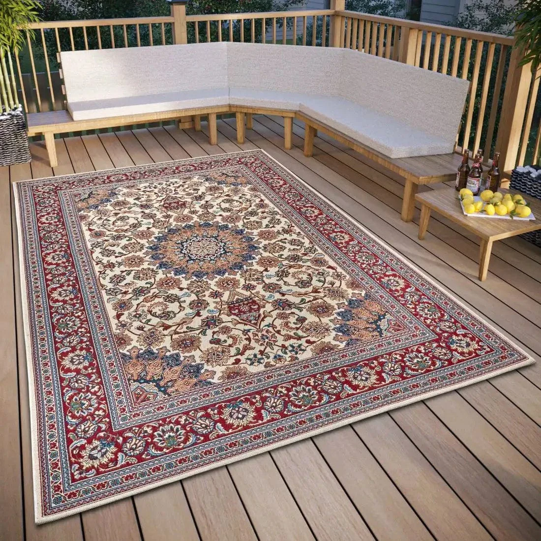 Flair Orient Indoor Outdoor 105714 Cream Red Rug