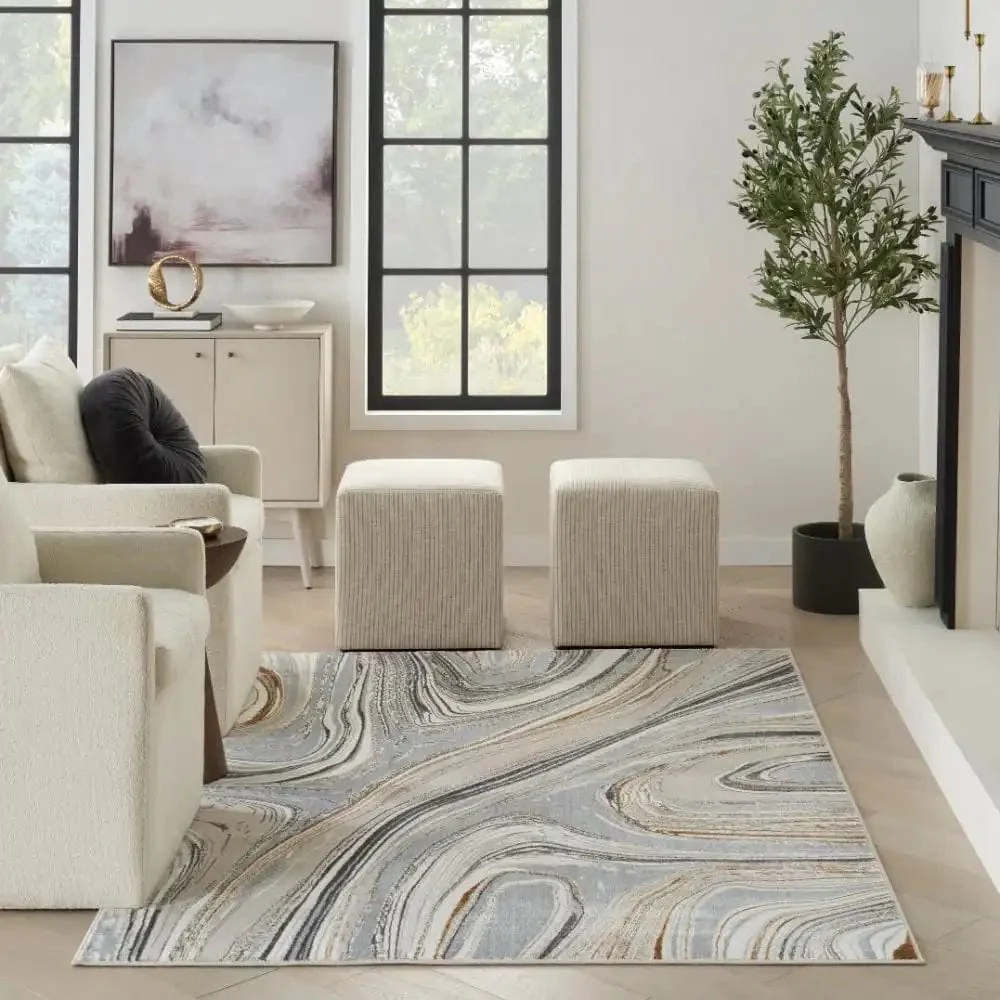 Glitz Nourison  GLZ21 Grey Gold - Image 2