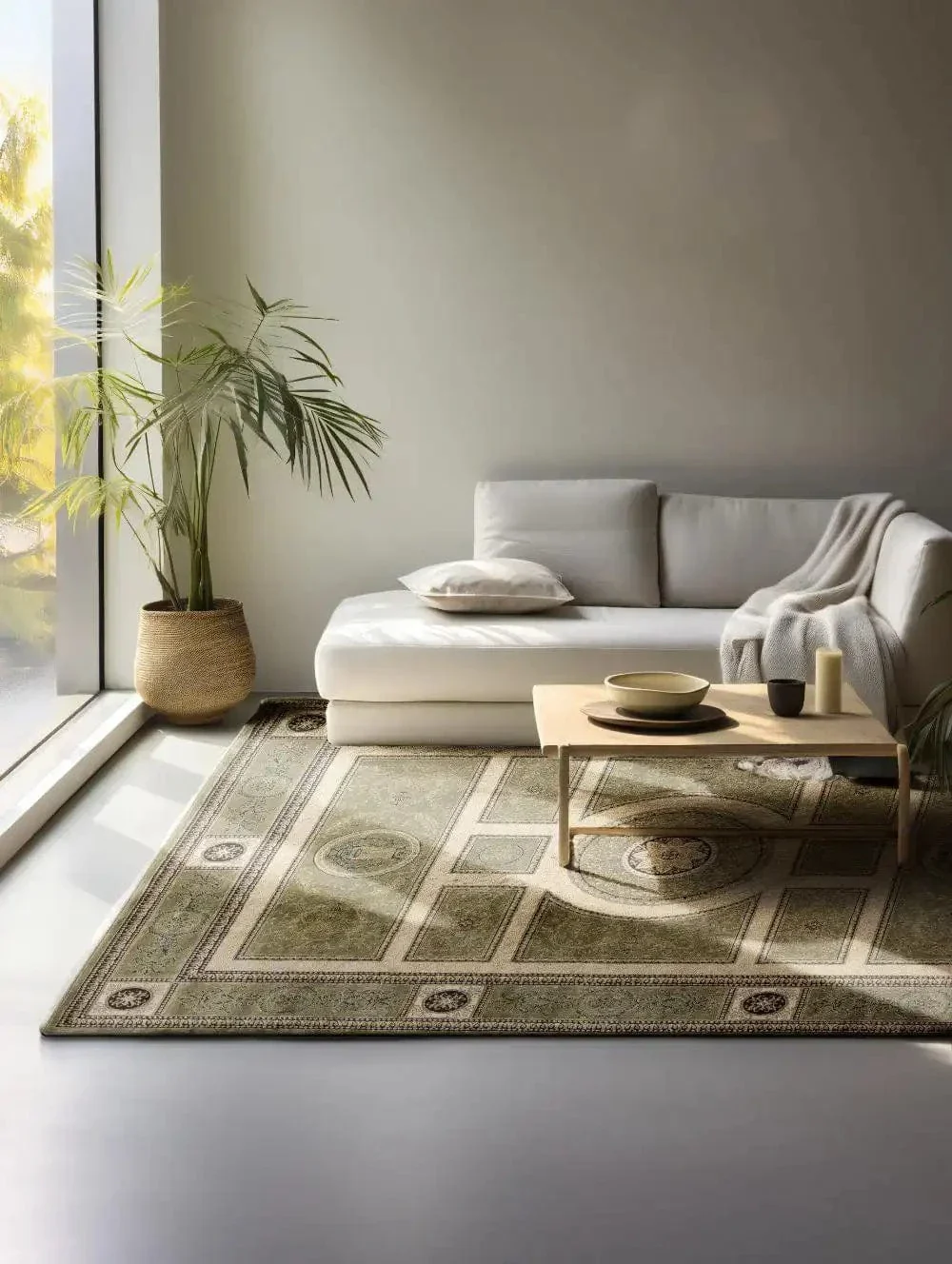 Herat 2 105991 Olive-Green Cream Rug