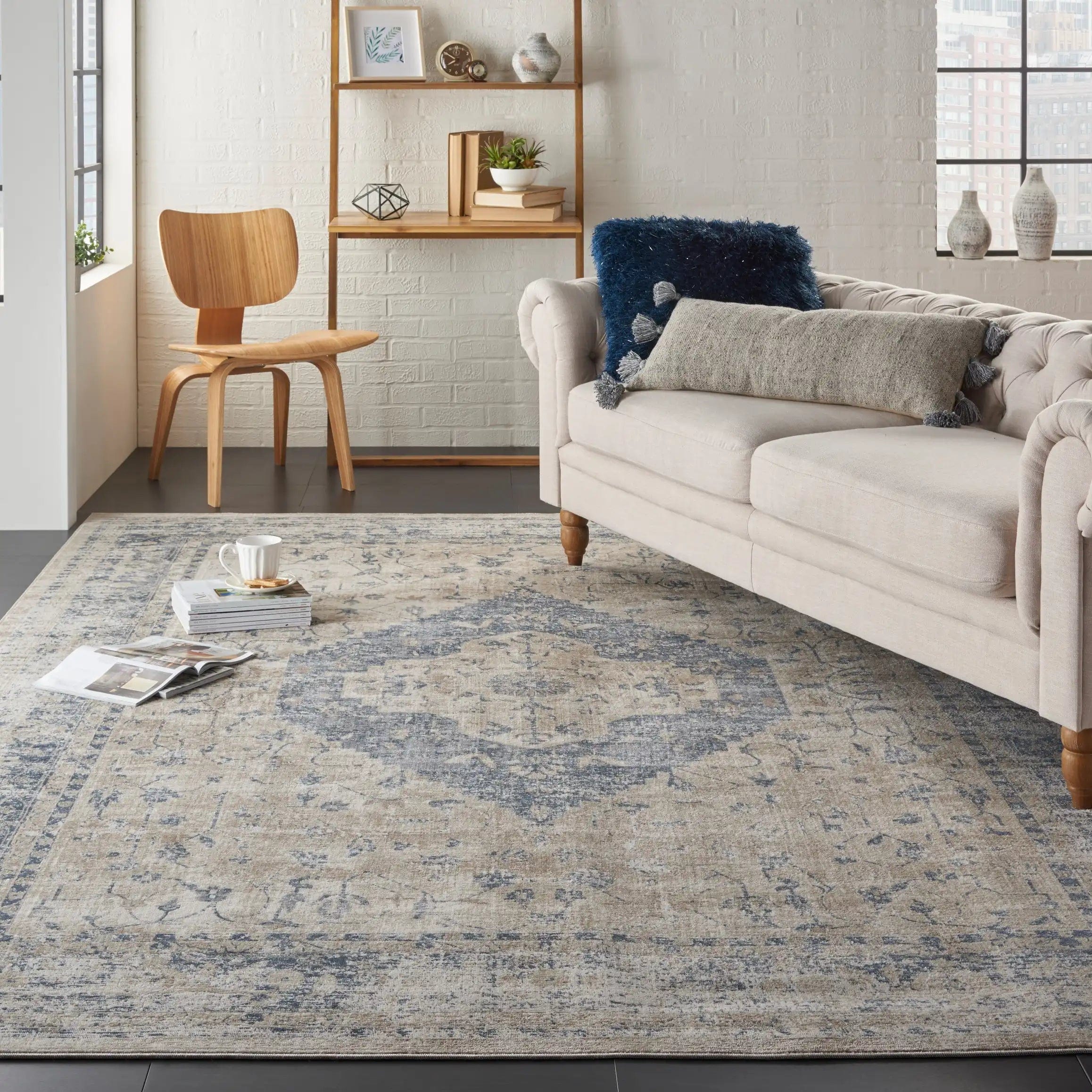 Kathy Ireland Malta MAI11 Ivory Blue Runner