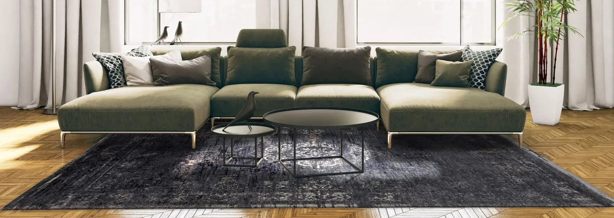 Fading World Medallion 8263 Mineral Black Rugs - Image 9