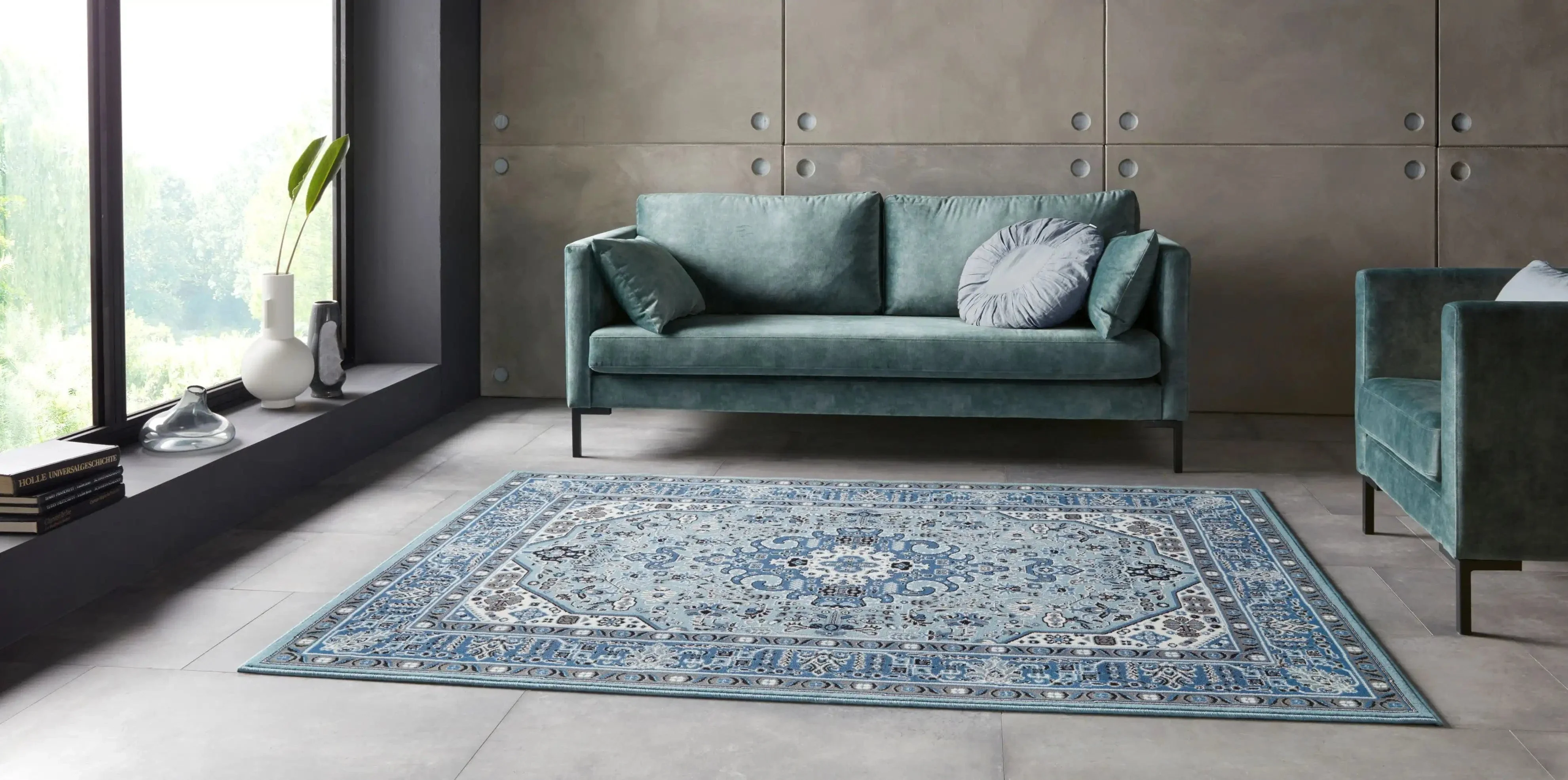 Mirkan 104438 Isfahan Sky Blue Rug