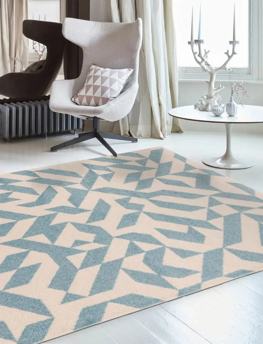 muse blue shapes rug mu03