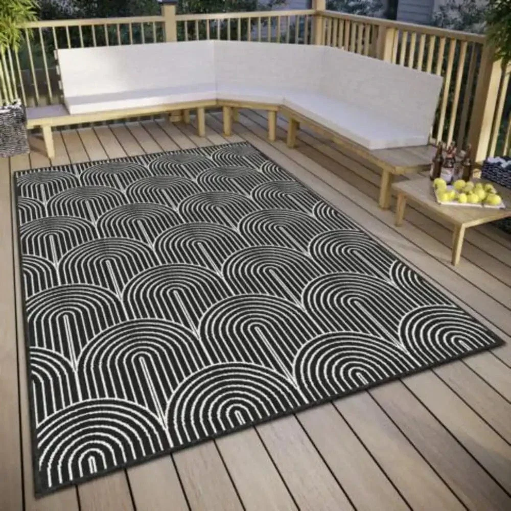 Pangli Reversible Indoor Outdoor 105852 Black Rug