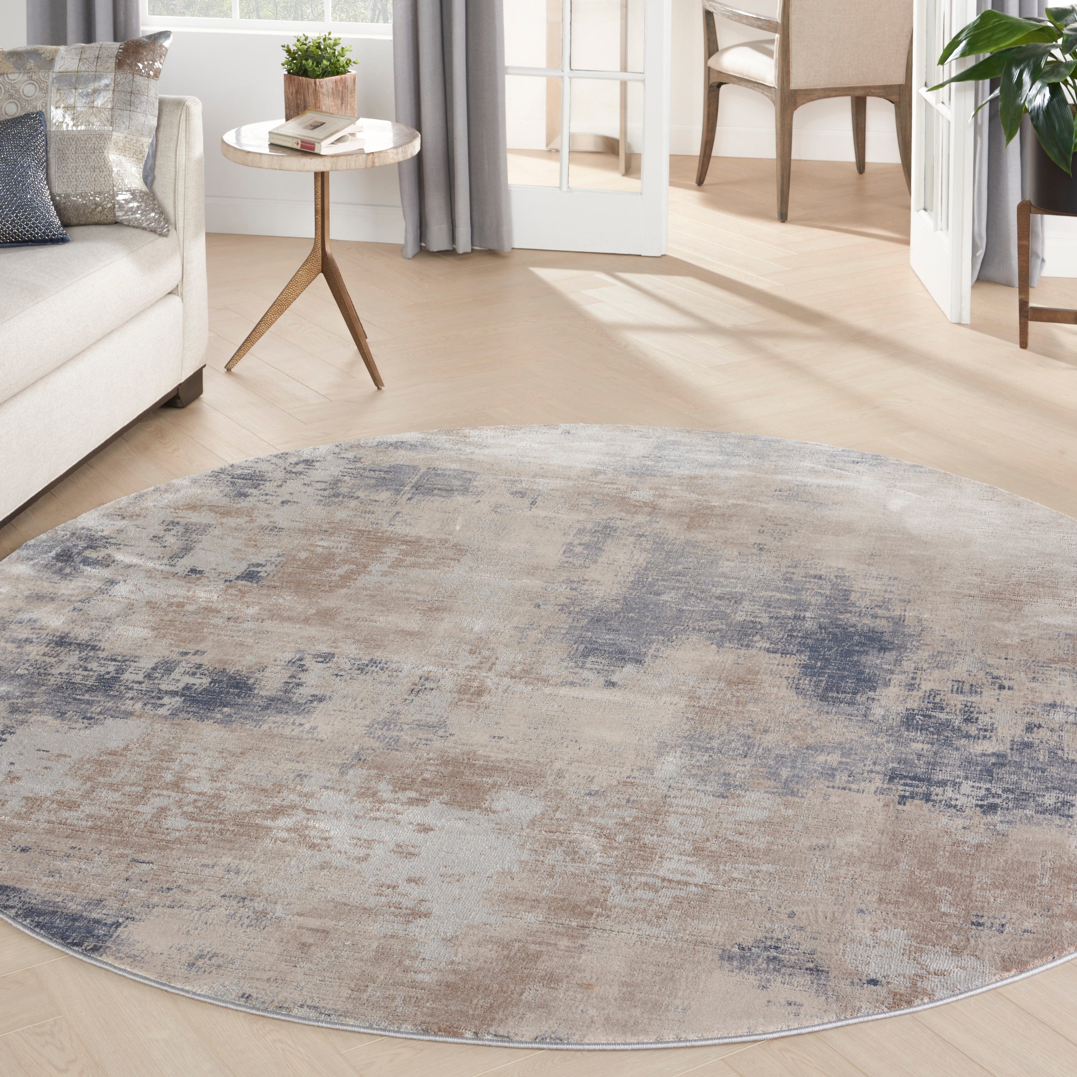 Rustic Textures RUS02 Beige Grey Round