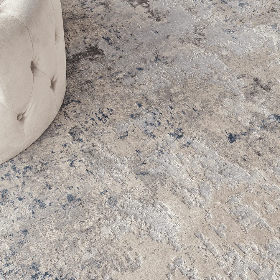 Rustic Textures RUS07 Ivory Grey Blue Round