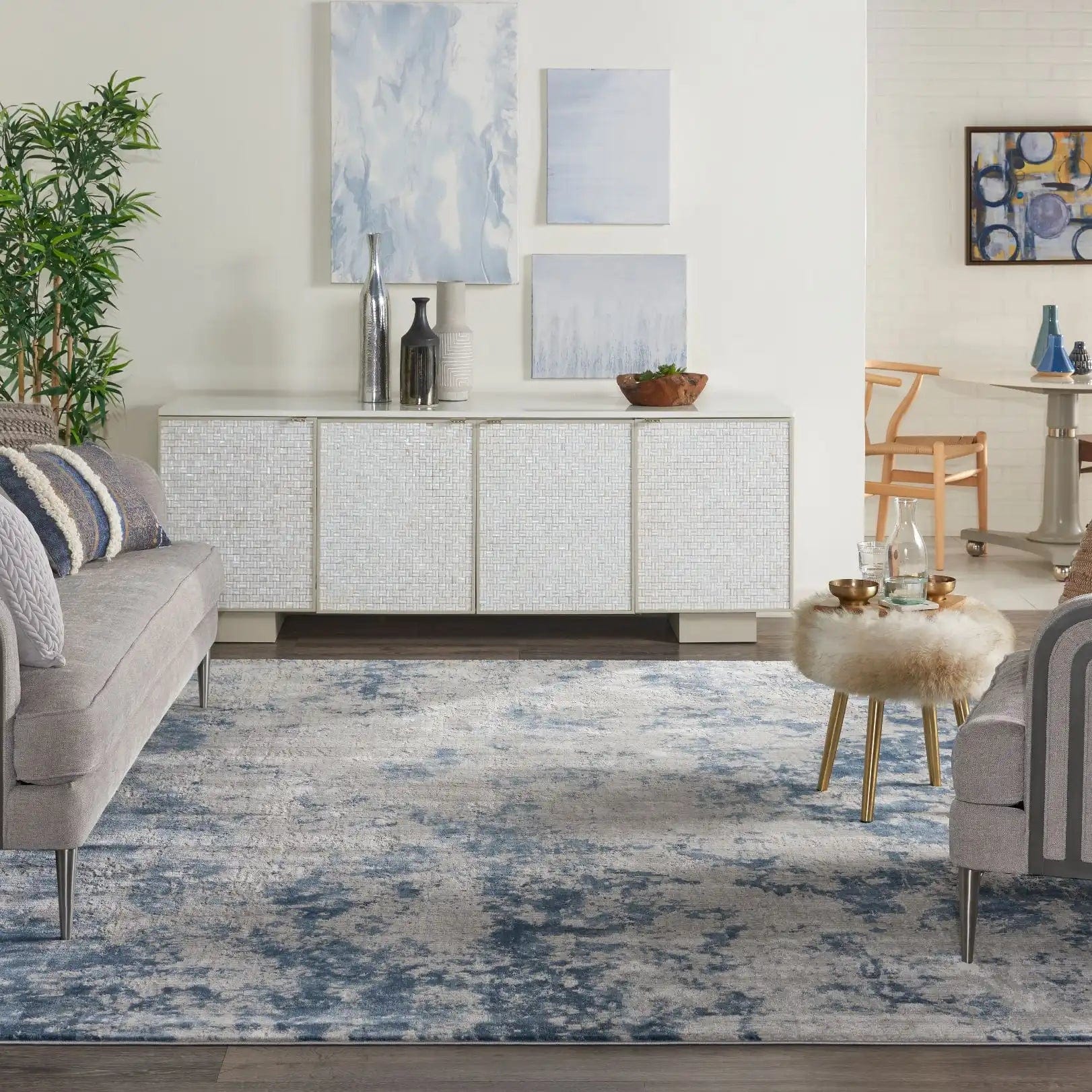 Rustic Textures RUS16 Grey Blue Runner
