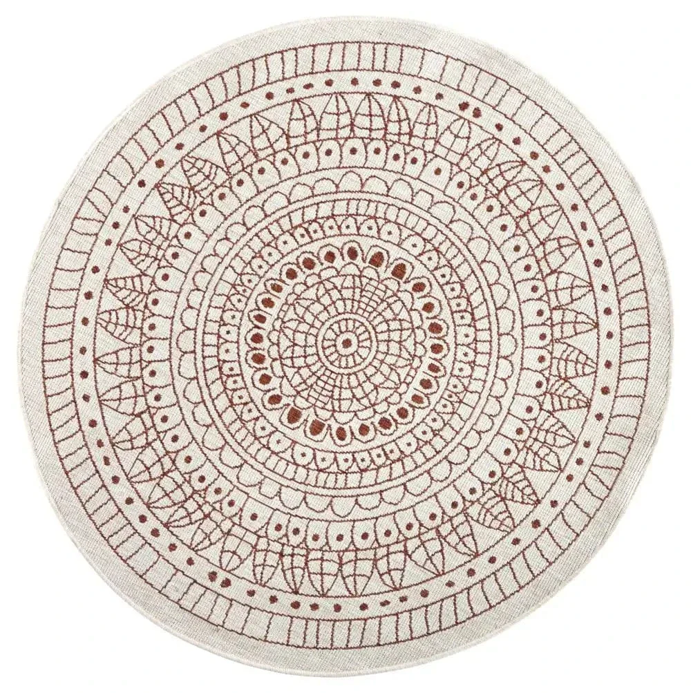 Twin Reversible Circles Indoor Outdoor 103102 Terra Cream Rug - Image 4