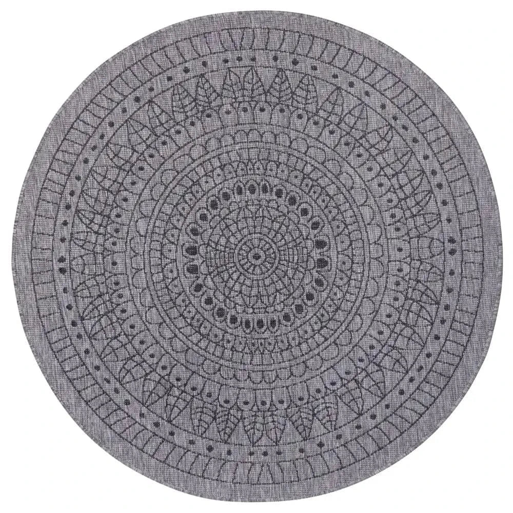 Twin Reversible Circles Indoor Outdoor 105476 Night Silver Rug - Image 3