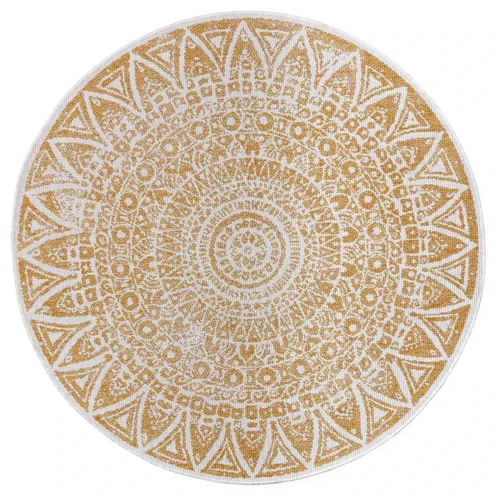 Twin Reversible Circles Indoor Outdoor 105792 Ochre Rug - Image 5