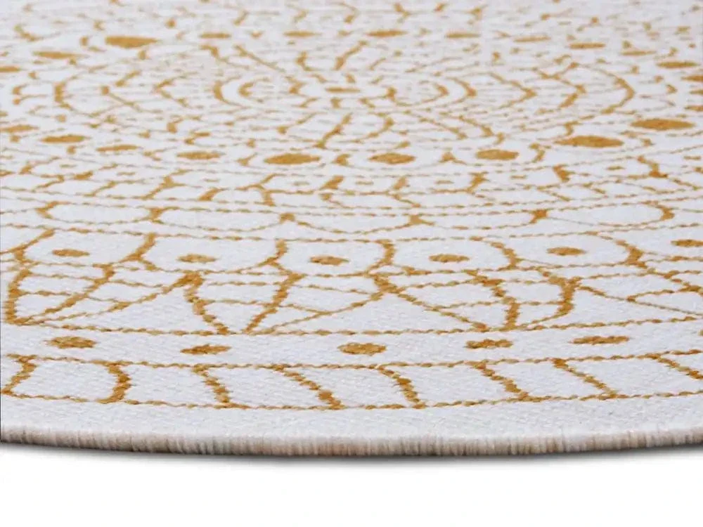 Twin Reversible Circles Indoor Outdoor 105797 Ochre Rug - Image 2