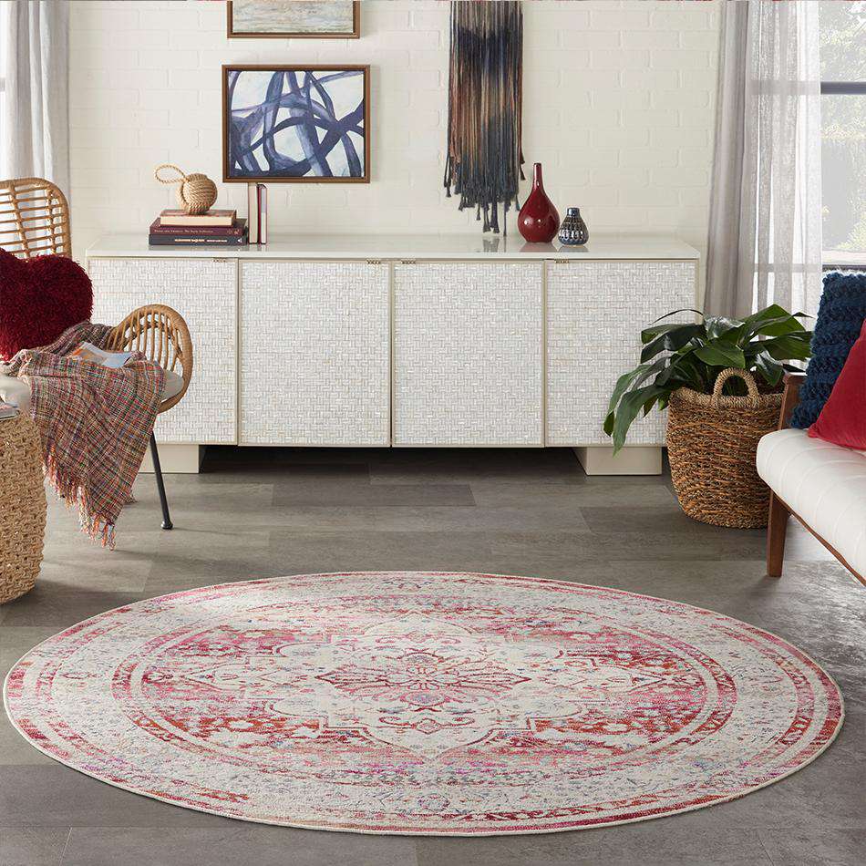 Vintage Kashan VKA07 Red Ivory Round